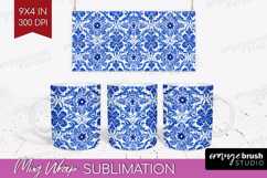 Mediterranean Mug Wrap - Italian Tile Mug PNG Sublimation Product Image 1