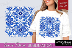 Mediterranean Square Tshirt Background - Italian Tile PNG Product Image 1