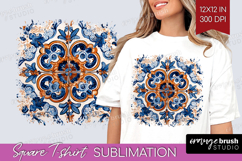 Mediterranean Square Tshirt Background - Italian Tile PNG Product Image 1
