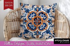 Mediterranean Pillow Sublimation - Italian Tile Pillow Cover Product Image 1