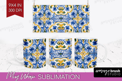 Mediterranean Mug Wrap - Italian Tile Mug PNG Sublimation Product Image 1