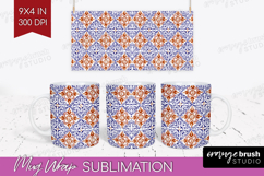Mediterranean Mug Wrap - Italian Tile Mug PNG Sublimation Product Image 1