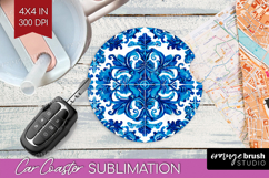 Mediterranean Car Coaster - Italian Tile Coaster PNG Product Image 1