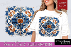 Mediterranean Square Tshirt Background - Italian Tile PNG Product Image 1