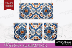 Mediterranean Mug Wrap - Italian Tile Mug PNG Sublimation Product Image 1