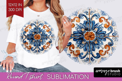 Mediterranean Round Tshirt Background - Italian Tile PNG Product Image 1