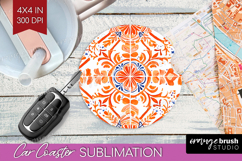 Mediterranean Car Coaster - Italian Tile Coaster PNG Product Image 1