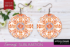 Mediterranean Round Earrings - Italian Tile PNG Sublimation Product Image 1