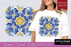 Mediterranean Square Tshirt Background - Italian Tile PNG Product Image 1
