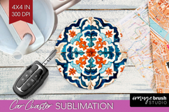 Mediterranean Car Coaster - Italian Tile Coaster PNG Product Image 1