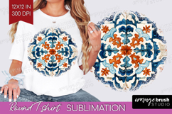 Mediterranean Round Tshirt Background - Italian Tile PNG Product Image 1
