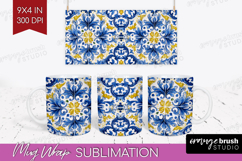 Mediterranean Mug Wrap - Italian Tile Mug PNG Sublimation Product Image 1