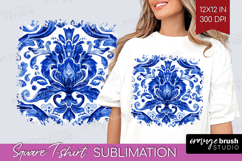 Mediterranean Square Tshirt Background - Italian Tile PNG Product Image 1