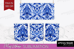 Mediterranean Mug Wrap - Italian Tile Mug PNG Sublimation Product Image 1