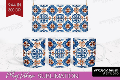 Mediterranean Mug Wrap - Italian Tile Mug PNG Sublimation Product Image 1