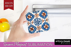 Mediterranean Magnet Sublimation - Italian Tile Square PNG Product Image 1