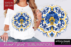 Mediterranean Round Tshirt Background - Italian Tile PNG Product Image 1