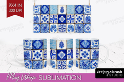 Mediterranean Mug Wrap - Italian Tile Mug PNG Sublimation Product Image 1