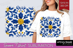 Mediterranean Square Tshirt Background - Italian Tile PNG Product Image 1