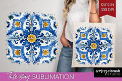 Mediterranean Tote Bag - Italian Tile Tote Bag PNG Product Image 1