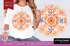 Mediterranean Round Tshirt Background - Italian Tile PNG Product Image 1