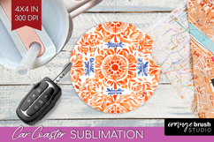 Mediterranean Car Coaster - Italian Tile Coaster PNG Product Image 1