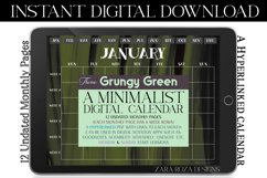 Grungy Green Monthly Digital Calendar, Goodnotes Notability Product Image 1