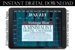 Vintage Blue Turquoise Monthly Digital Calendar, Goodnotes Product Image 1