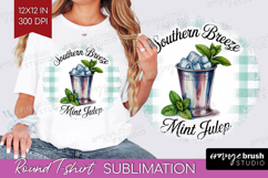 Mint Julep Cocktail Round Tshirt Background Summer Drink PNG Product Image 1