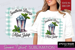Mint Julep Cocktail Square Tshirt Background Summer Drink Product Image 1