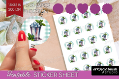 Mint Julep Cocktail Round Sticker Summer Drink Printable Product Image 1