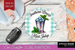 Mint Julep Cocktail Car Coaster Summer Drink Coaster PNG Product Image 1