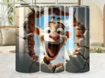 3D Hole In A Wall Giraffe 20 oz Skinny Tumbler Design Product Image 2