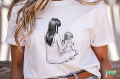 Mom and Daughter Line Art PNG Product Image 2