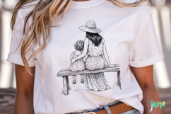 Mom and Daughter Line Art PNG Product Image 5