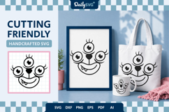 Monster FaceSVG - Cartoon Monster Face Cut File Product Image 1