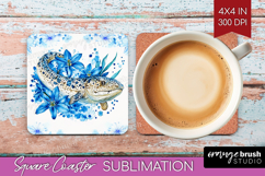 Moray Floral Square Coaster Blue Flowers Coaster PNG Product Image 1