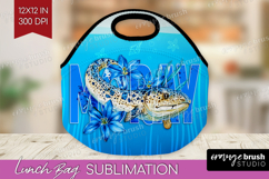 Moray Floral Lunch Bag Sea Blue Lunch Bug PNG Sublimation Product Image 1