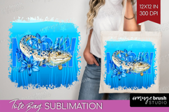 Moray Floral Tote Bag Sea Blue Tote Bag PNG Sublimation Product Image 1