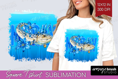 Moray Floral Square Tshirt Background Sea Blue PNG Product Image 1