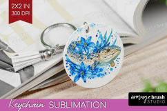 Moray Floral Keychain PNG Blue Flowers Keychain Sublimation Product Image 1