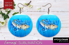 Moray Floral Round Earrings Sea Blue PNG Sublimation Product Image 1