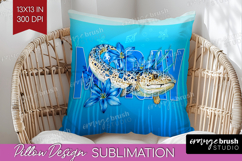 Moray Floral Pillow Sublimation Sea Blue Pillow Cover PNG Product Image 1