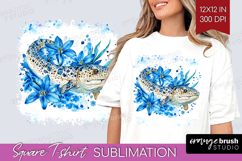 Moray Floral Square Tshirt Background Blue Flowers PNG Product Image 1