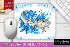 Moray Floral Mouse Pad Sublimation Blue Flowers Mousepad PNG Product Image 1