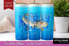 Moray Floral Tumbler Wrap Sea Blue Tumbler PNG Sublimation Product Image 1