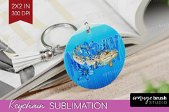 Moray Floral Keychain PNG Sea Blue Keychain Sublimation Product Image 1