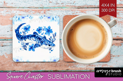 Moray Floral Square Coaster Blue Flowers Coaster PNG Product Image 1