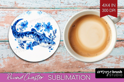Moray Floral Round Coaster Blue Flowers Coaster PNG Product Image 1