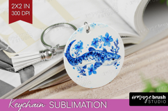 Moray Floral Keychain PNG Blue Flowers Keychain Sublimation Product Image 1